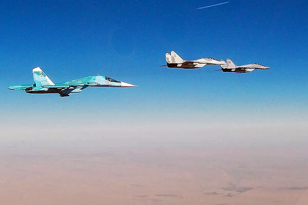 گشت هوایی جنگنده های سوریه و روسیه بر فراز بلندی های جولان