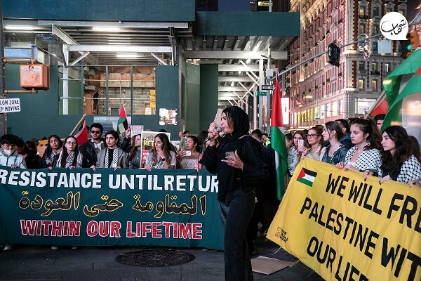 تظاهرات در میدان تایمز نیویورک در حمایت از ملت فلسطین+تصاویر